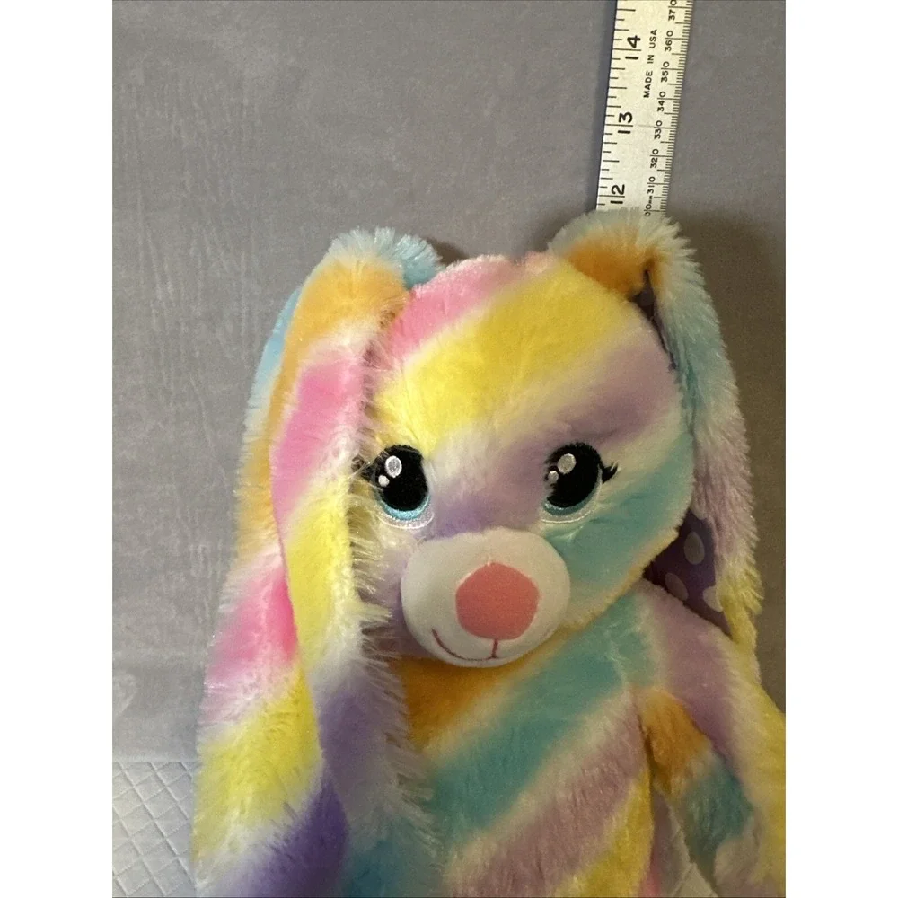 Build A Bear BAB Rainbow Easter Stripe‎ Polka Dot Bunny Rabbit Plush Tie Dye 17